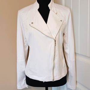 NEW Lysse White Vegan Suede Moto Jacket Sz Medium